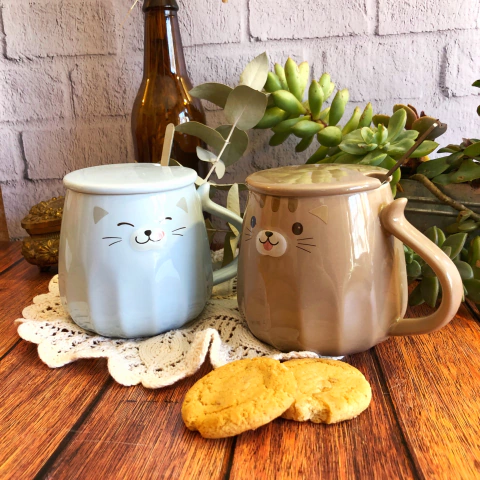 Taza Gatito (con tapa y cuchara)