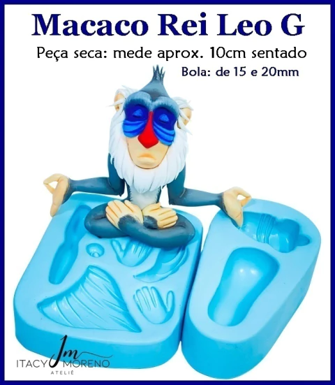 Molde Macaco Rei Leo G - 10cm - Coleção Itacy Moreno - comprar online
