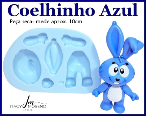 Molde Coelhinho azul - 10 cm - Coleção Itacy Moreno