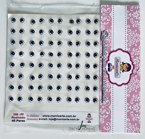 Olhos Resinados Monicart's - Cód. 346 - PP - SORTIDO - CARTELA PEQUENA