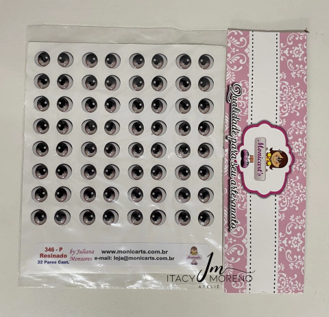 Olhos Resinados Monicart's - Cód. 346 - P - MARROM - CARTELA PEQUENA