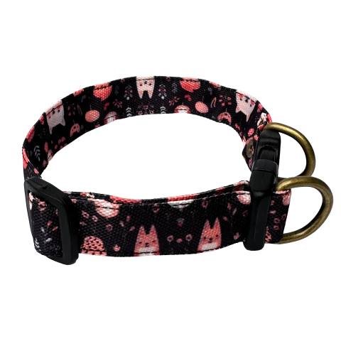 Collar para perro, gato, mascota, regulable, reforzado, estampado. Ideal para petshop y veterinarias. Panda Rojo Deco.