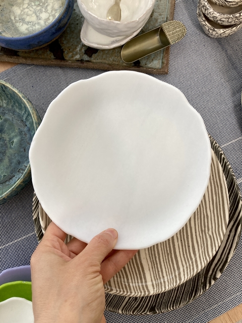 Plato de vidrio blanco XL - Teresa Garay