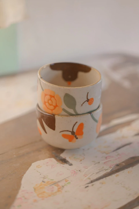 Pocillo / cuenco pequeño pájaro y rosa - Cecilia Pina - comprar online