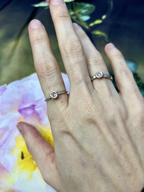 Anillo diamante rosa plata - Galaxia