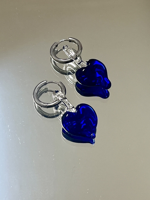 Aros vidrio corazon azul - Galaxia