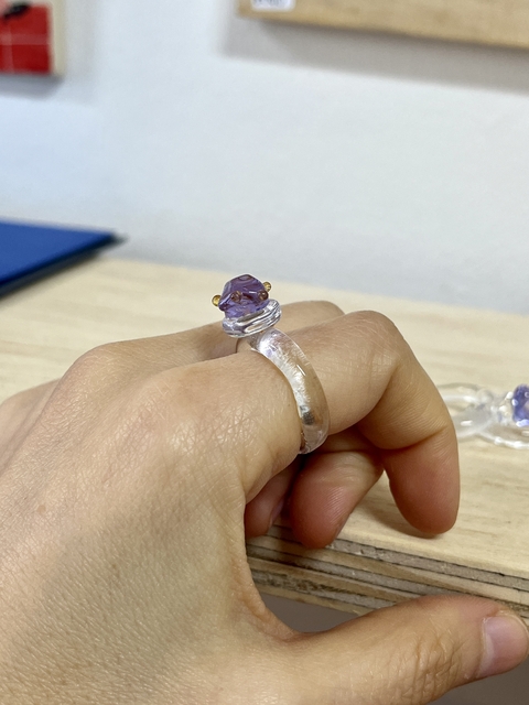 Anillo de vidrio corazon - Fuego García
