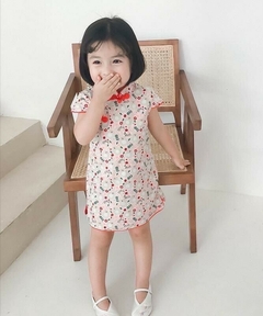 Vestido Infantil Oriental em algodão - Coelhinhos