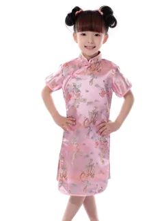 Vestido Infantil Com Estampa De Dragão E Fênix - Rosa na internet