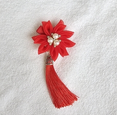Kanzashi Acessório para cabelo com Pingente Vermelho