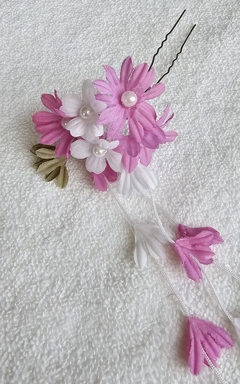 Kanzashi Arranjo De Cabelo Oriental Rosa escuro na internet