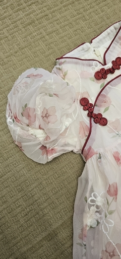 Vestido infantil Oriental Balonê Vinho - Kimonos Liberdade