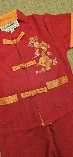 Conjunto Oriental Infantil Vermelho com Dragão - Kimonos Liberdade