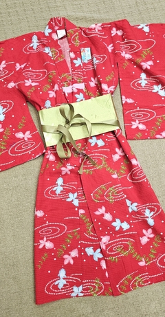 Yukata infantil Vermelha Fundo do Mar - comprar online