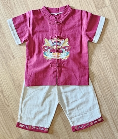 Conjunto oriental menino Algodão Vermelho com calça - loja online