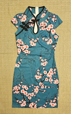 Vestido Verde Esmeralda com sakura - comprar online