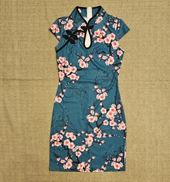 Vestido Verde Esmeralda com sakura
