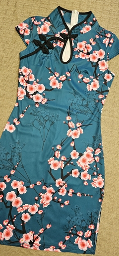 Vestido Verde Esmeralda com sakura na internet