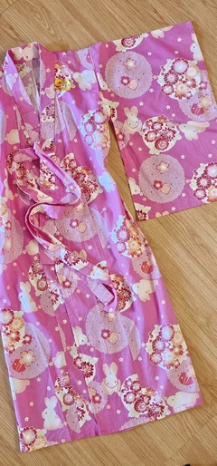 Yukata em Algodão Japonês Rosa Escuro - Kimonos Liberdade