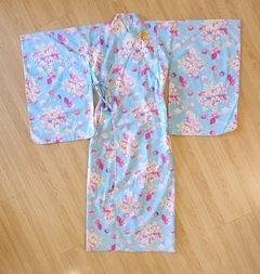 Yukata em Algodão Japonês Azul Águas Marinha - comprar online