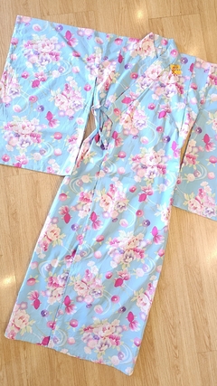 Yukata em Algodão Japonês Azul Águas Marinha na internet