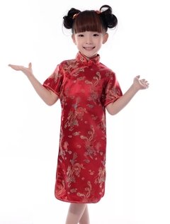 Vestido Infantil Com Estampa De Dragão E Fênix - Vermelho - comprar online