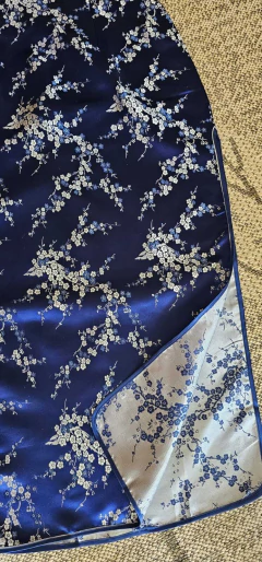 Imagem do Vestido Longo Com Estampa Flor de Cerejeira Azul Marinho