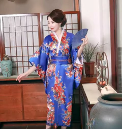 Yukata em Seda Flor Fortuna - Azul Royal na internet