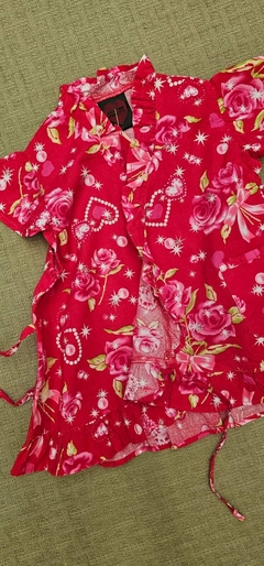Vestido Kimono Japonês Infantil em Algodão vermelho na internet