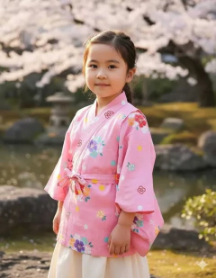 Yukata Infantil em Algodão Sakuras - 3 a 4 anos - comprar online