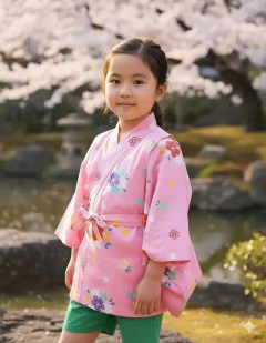 Imagem do Yukata Infantil em Algodão Sakuras - 3 a 4 anos