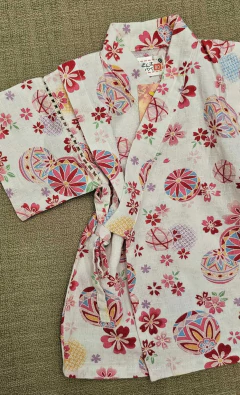 Kimono Infantil em Algodão Sakura Branco - comprar online