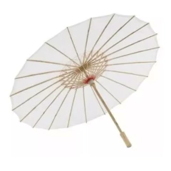Sombrinha Japonesa Branca Oriental Bambu 85cm