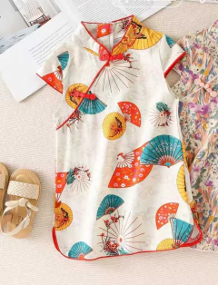 Vestido infantil Algodão Leques e sombrinhas - loja online