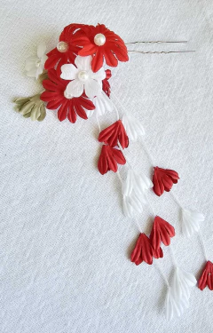 Kanzashi Arranjo De Cabelo Oriental Vermelho na internet