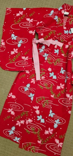 Yukata infantil Vermelha Fundo do Mar - comprar online