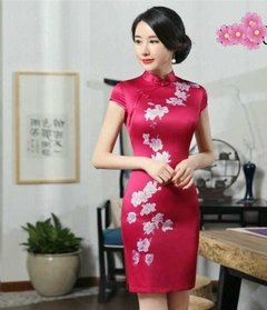 Vestido Oriental Curto Pink Flor Fortuna