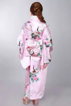 Yukata Feminino Rosa com Estampa de Pavão - Tam Único - loja online