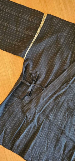 Kimono Japonês Jimbei SIJIRAORI - Preto Risca de Giz na internet