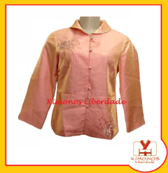 Imagem do Blusa Manga Longa Oriental Estampa Flor Brilhante