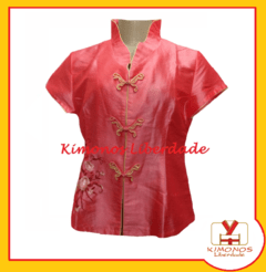 Blusa Oriental Com Estampa De Flor Bordada na internet