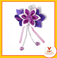 Kanzashi Flor De Cabelo Oriental Roxo
