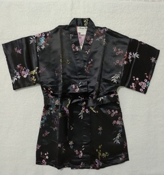 Kimono Infantil Preto Com Flor de cerejeira - comprar online