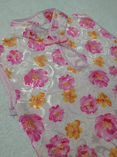 Vestido Infantil em algodão Branco e Rosa - comprar online