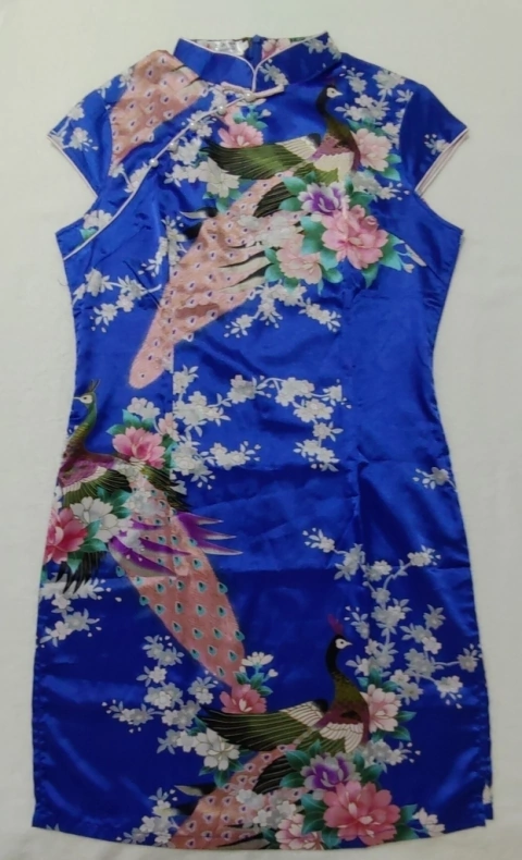 Vestido Curto Com Estampa De Pavão - Azul