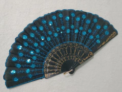 Leque De Tecido Com Lantejoula - Azul - comprar online