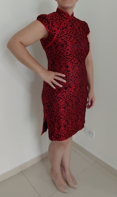 Vestido Curto Oriental Floral - Vermelho - comprar online