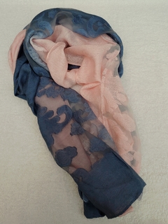 Lenço feminino - Echarpe Duo Azul e Rosa