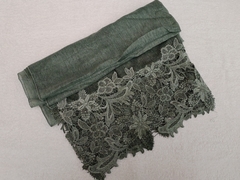 Lenço feminino - Echarpe verde musgo com renda na internet