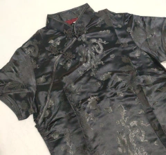 Blusa Chinesa Toda Preta Com Estampa Dragão E Fênix - Kimonos Liberdade